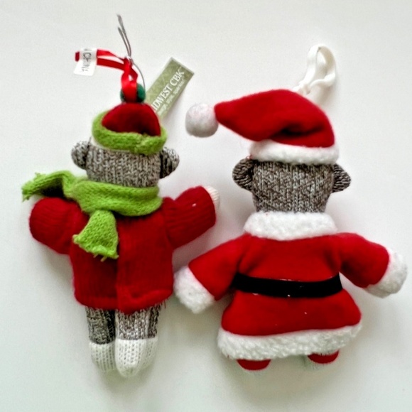 Midwest Sock Monkey w/ Santa Hat 2011, Sock Monkey in Santa Outfit  Ornaments 6" - Picture 2 of 8